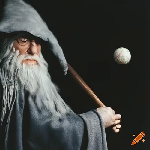 craiyon_183559_Gandalf_the_Grey_stands_proudly_on_a_mystical_baseball_field__exuding_bravery_with_a_
