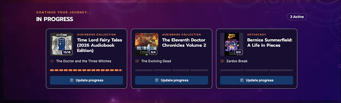 In Progress Homepage Widget